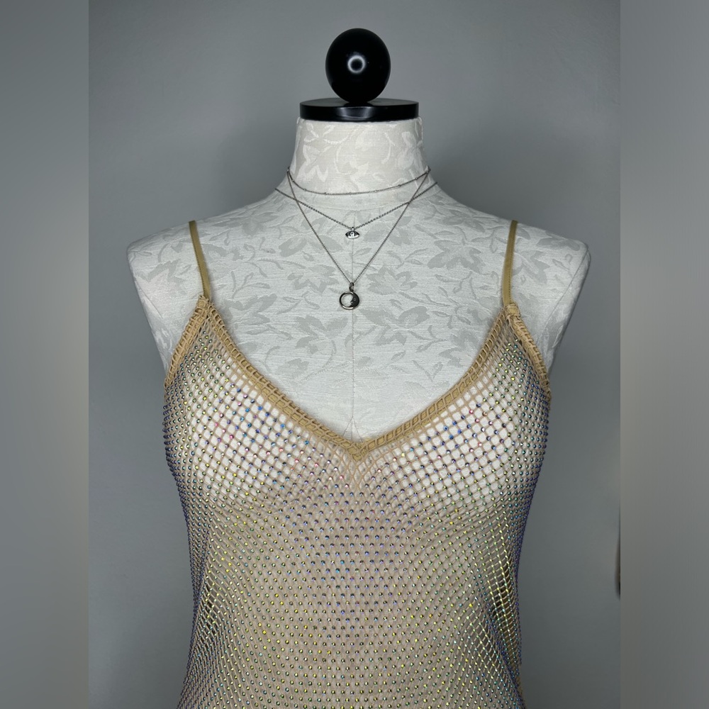 Embellished Fishnet Dress